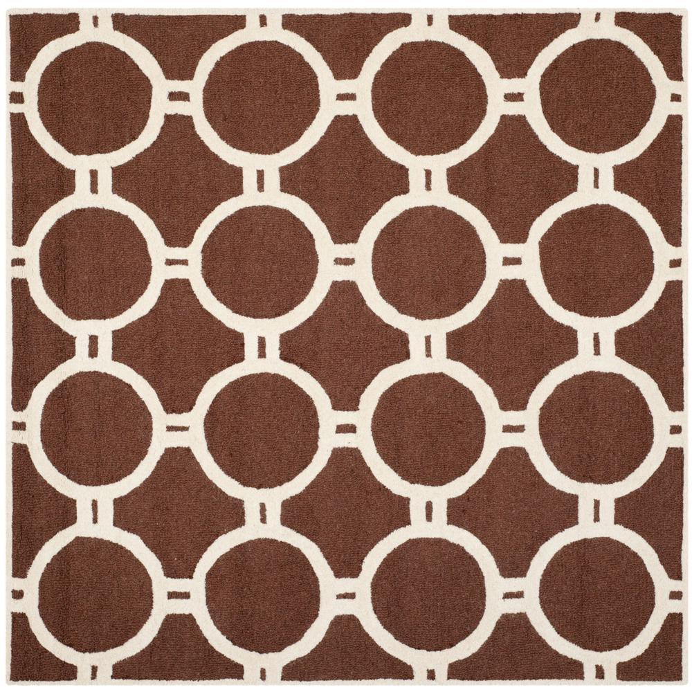 CAMBRIDGE, DARK BROWN / IVORY, 6' X 6' Square, Area Rug, CAM145H-6SQ. Picture 1