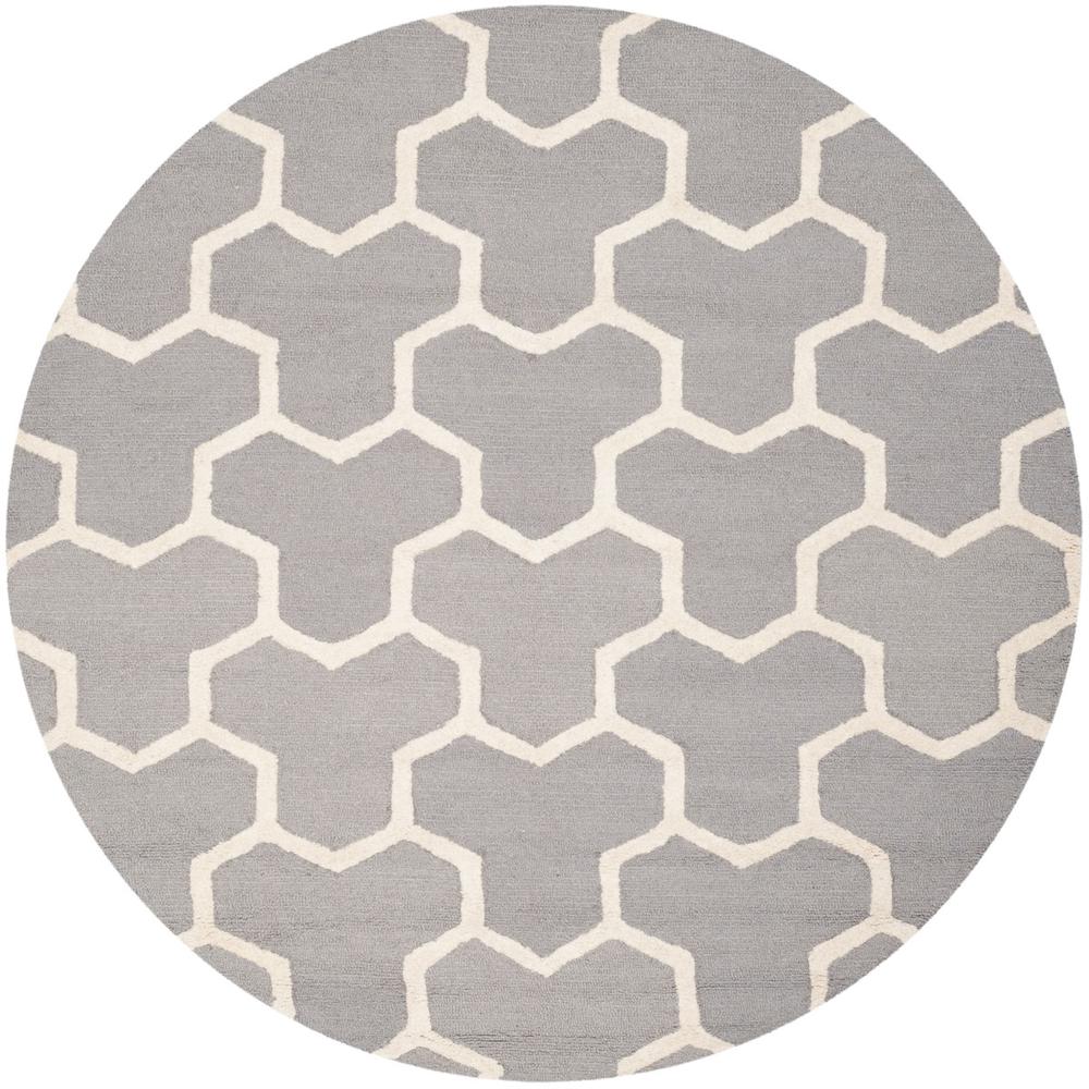 CAMBRIDGE, SILVER / IVORY, 6' X 6' Round, Area Rug, CAM146D-6R. Picture 1