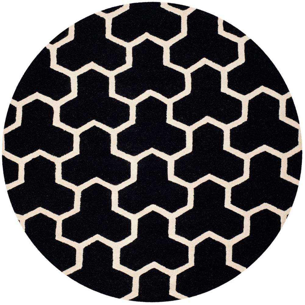 CAMBRIDGE, BLACK / IVORY, 6' X 6' Round, Area Rug, CAM146E-6R. Picture 1