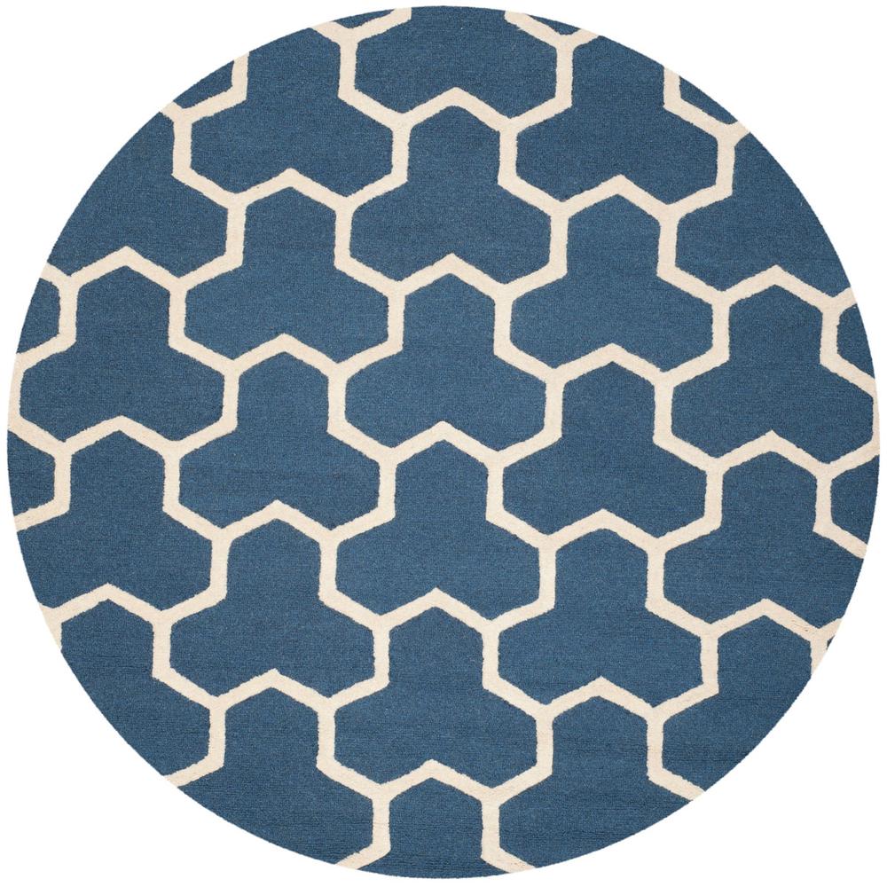 CAMBRIDGE, NAVY BLUE / IVORY, 6' X 6' Round, Area Rug, CAM146G-6R. Picture 1