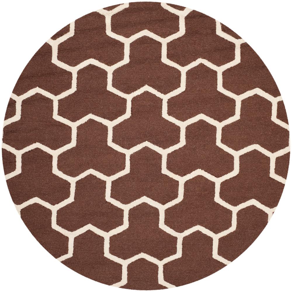 CAMBRIDGE, DARK BROWN / IVORY, 6' X 6' Round, Area Rug, CAM146H-6R. Picture 1