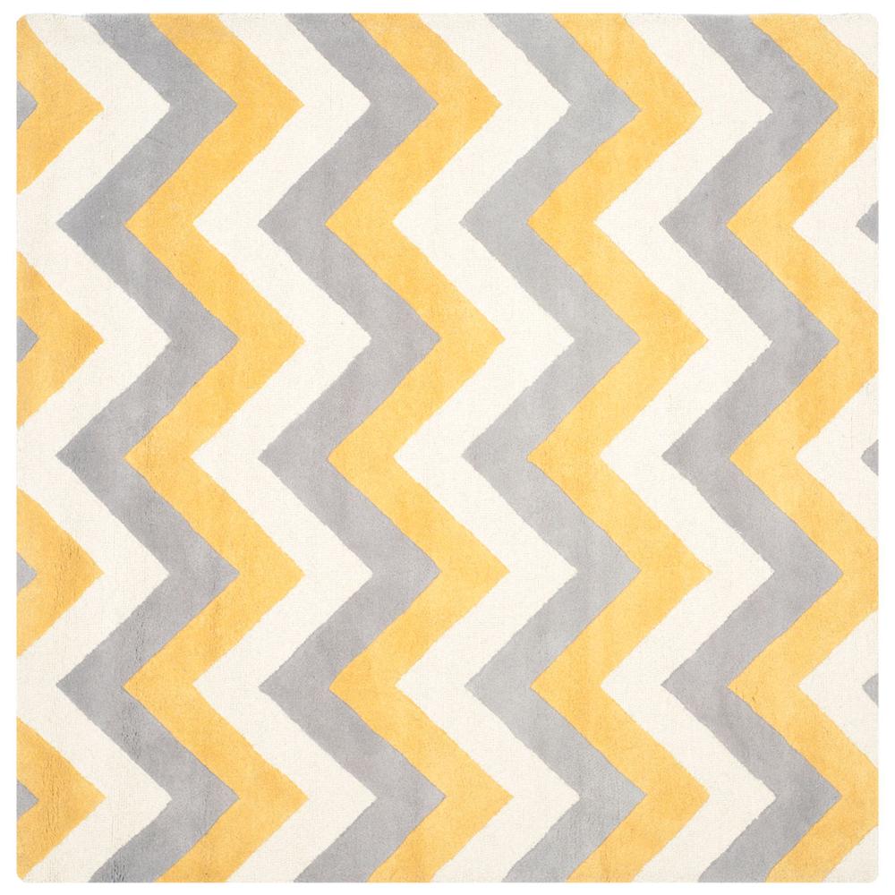 CAMBRIDGE, GREY / GOLD, 4' X 4' Square, Area Rug. Picture 1