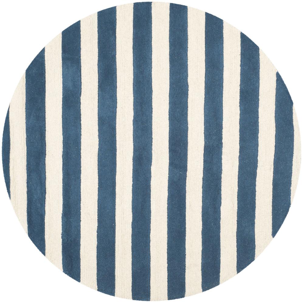 CAMBRIDGE, NAVY / IVORY, 6' X 6' Round, Area Rug, CAM154B-6R. Picture 1