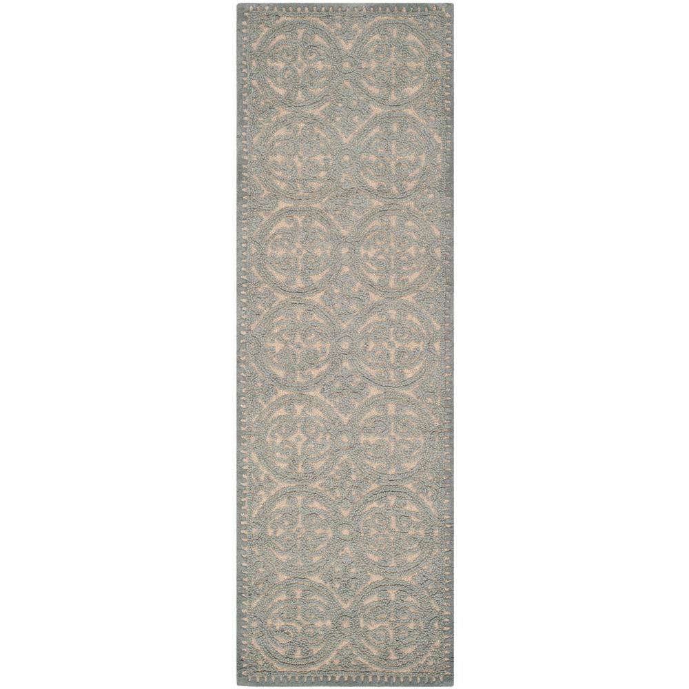 CAMBRIDGE, DUSTY BLUE / CEMENT, 2'-6" X 10', Area Rug. Picture 1