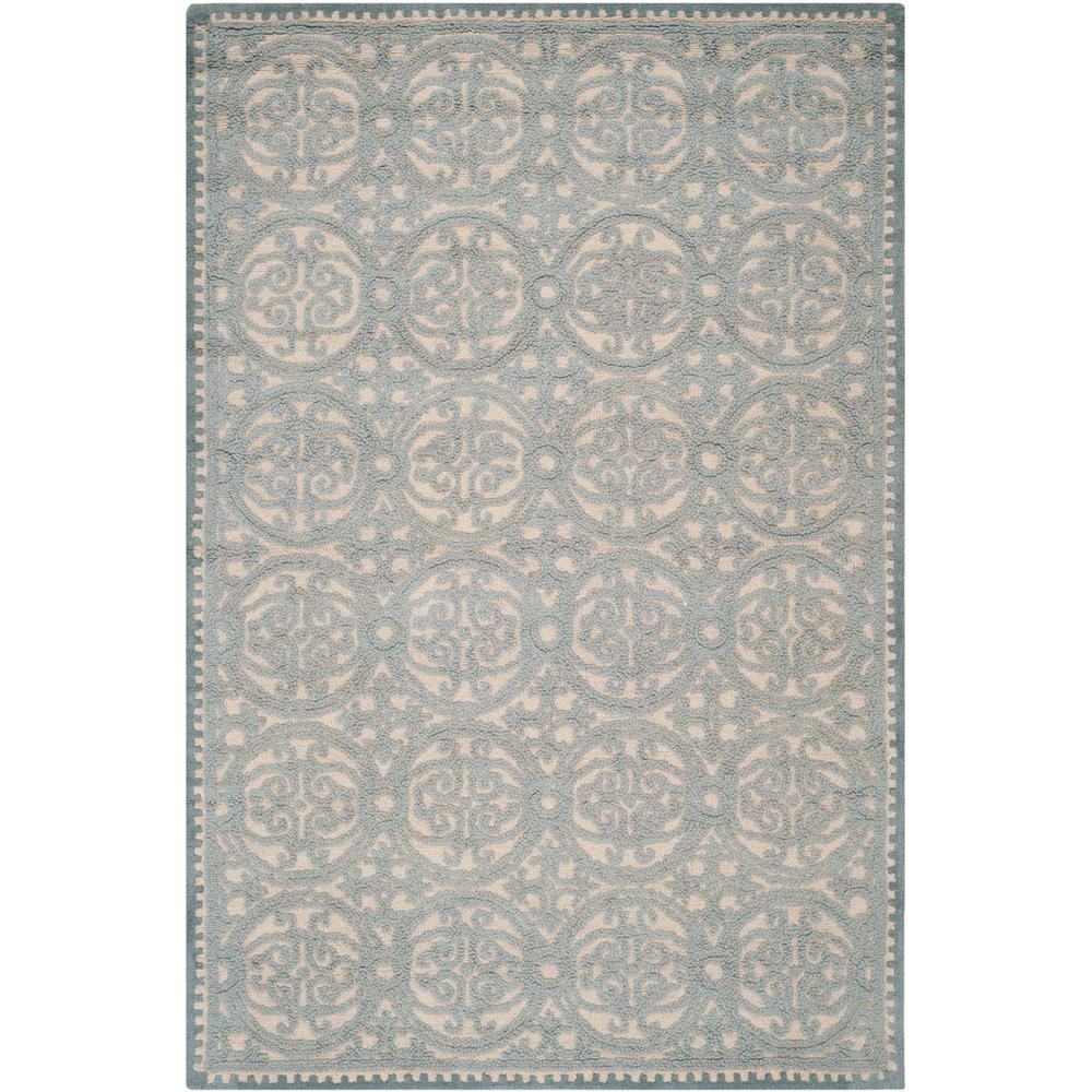 CAMBRIDGE, DUSTY BLUE / CEMENT, 5' X 8', Area Rug. Picture 1