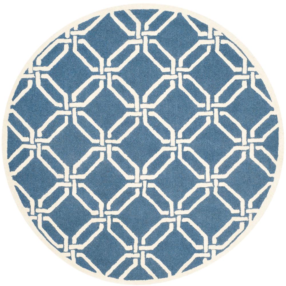 CAMBRIDGE, NAVY / IVORY, 6' X 6' Round, Area Rug, CAM311M-6R. Picture 1