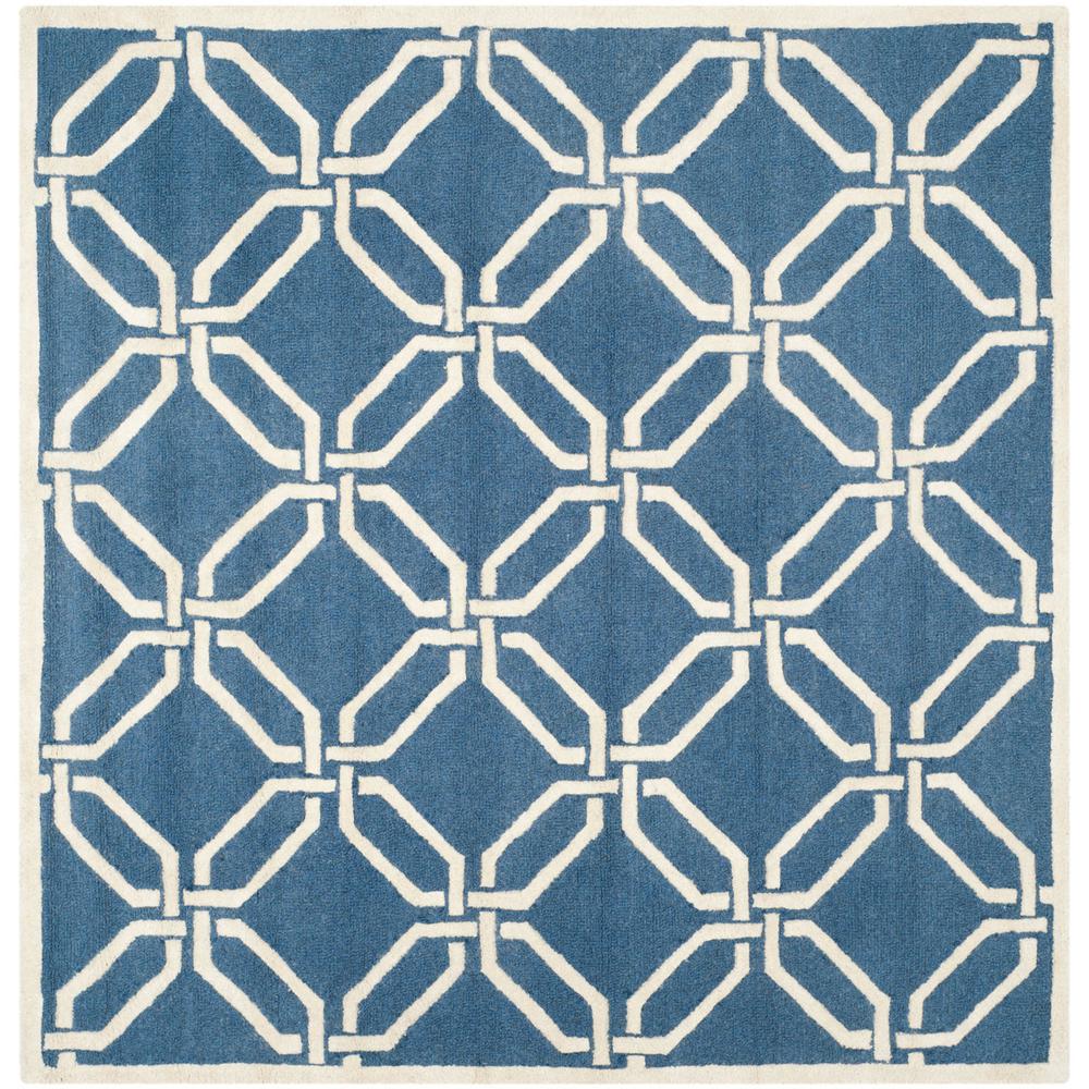 CAMBRIDGE, NAVY / IVORY, 6' X 6' Square, Area Rug, CAM311M-6SQ. Picture 1
