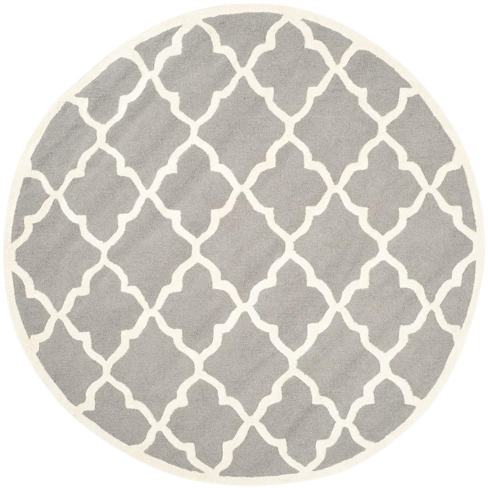 CAMBRIDGE, DARK GREY / IVORY, 6' X 6' Round, Area Rug, CAM312D-6R. Picture 1