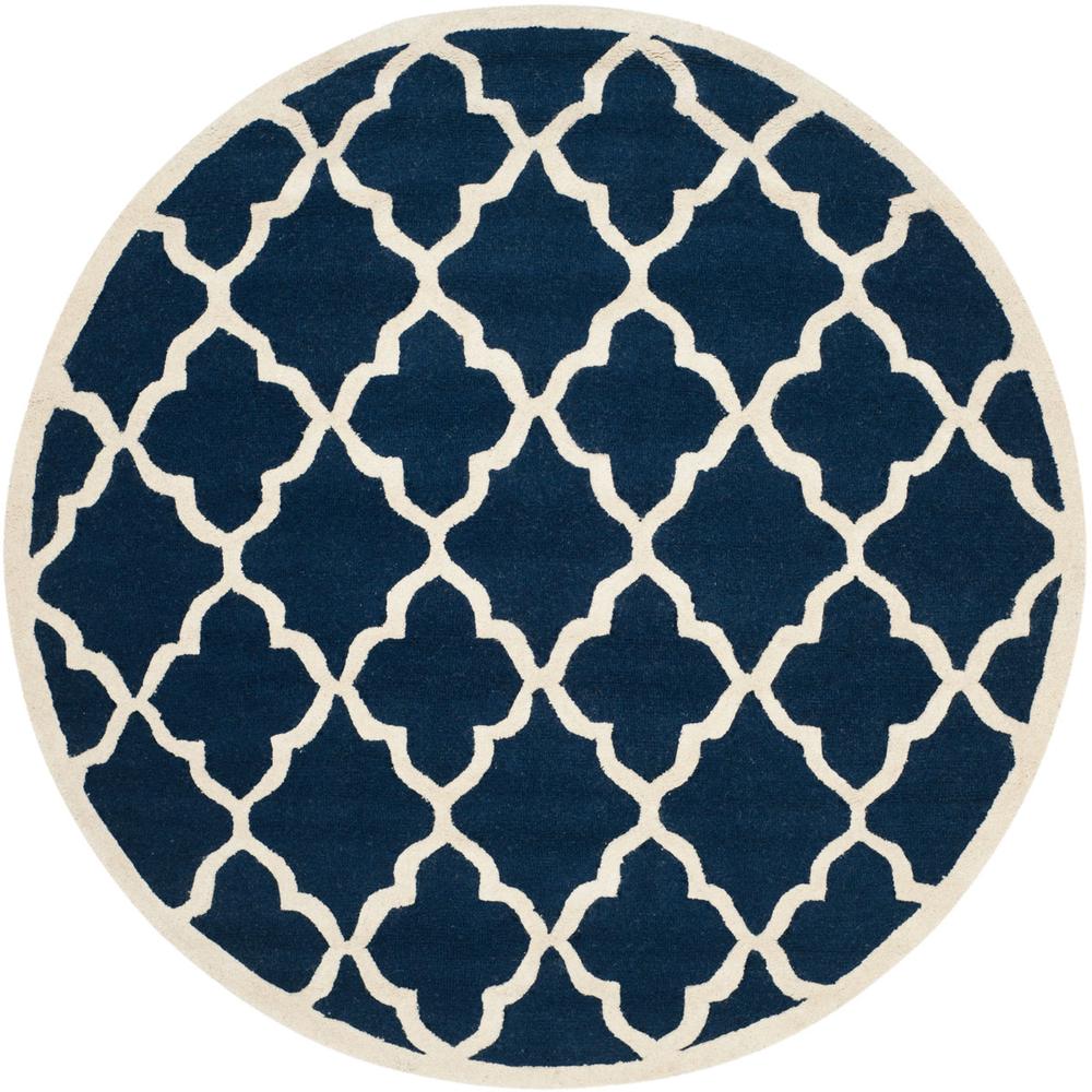 CAMBRIDGE, NAVY / IVORY, 6' X 6' Round, Area Rug, CAM312M-6R. Picture 1