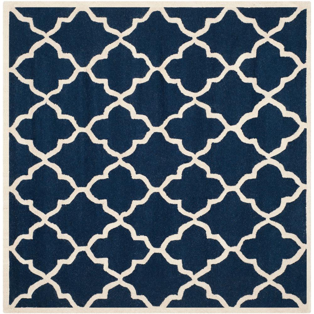 CAMBRIDGE, NAVY / IVORY, 6' X 6' Square, Area Rug, CAM312M-6SQ. Picture 1