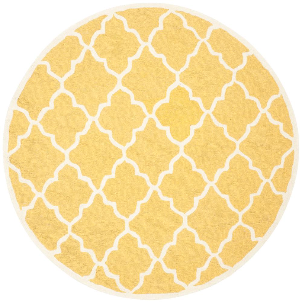 CAMBRIDGE, GOLD / IVORY, 6' X 6' Round, Area Rug, CAM312Q-6R. Picture 1