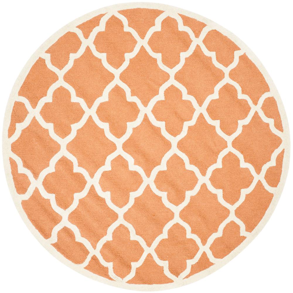 CAMBRIDGE, CORAL / IVORY, 6' X 6' Round, Area Rug, CAM312W-6R. Picture 1