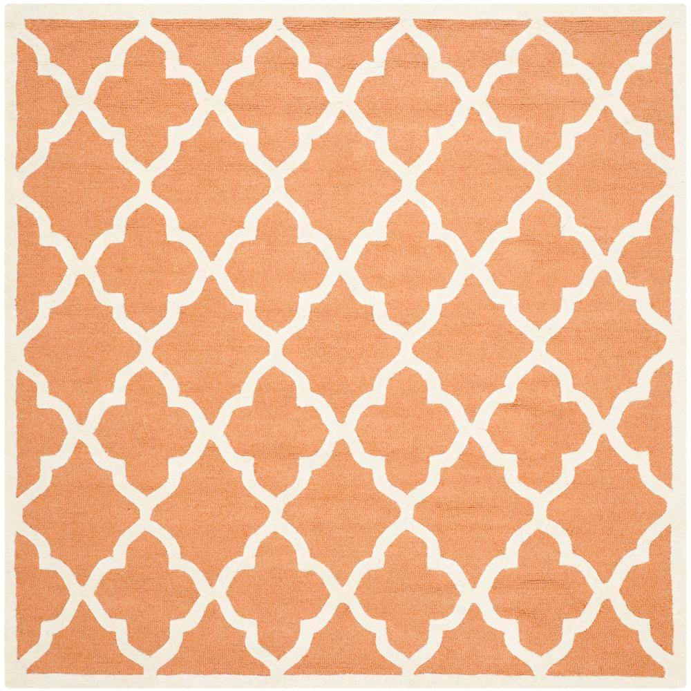 CAMBRIDGE, CORAL / IVORY, 6' X 6' Square, Area Rug, CAM312W-6SQ. Picture 1