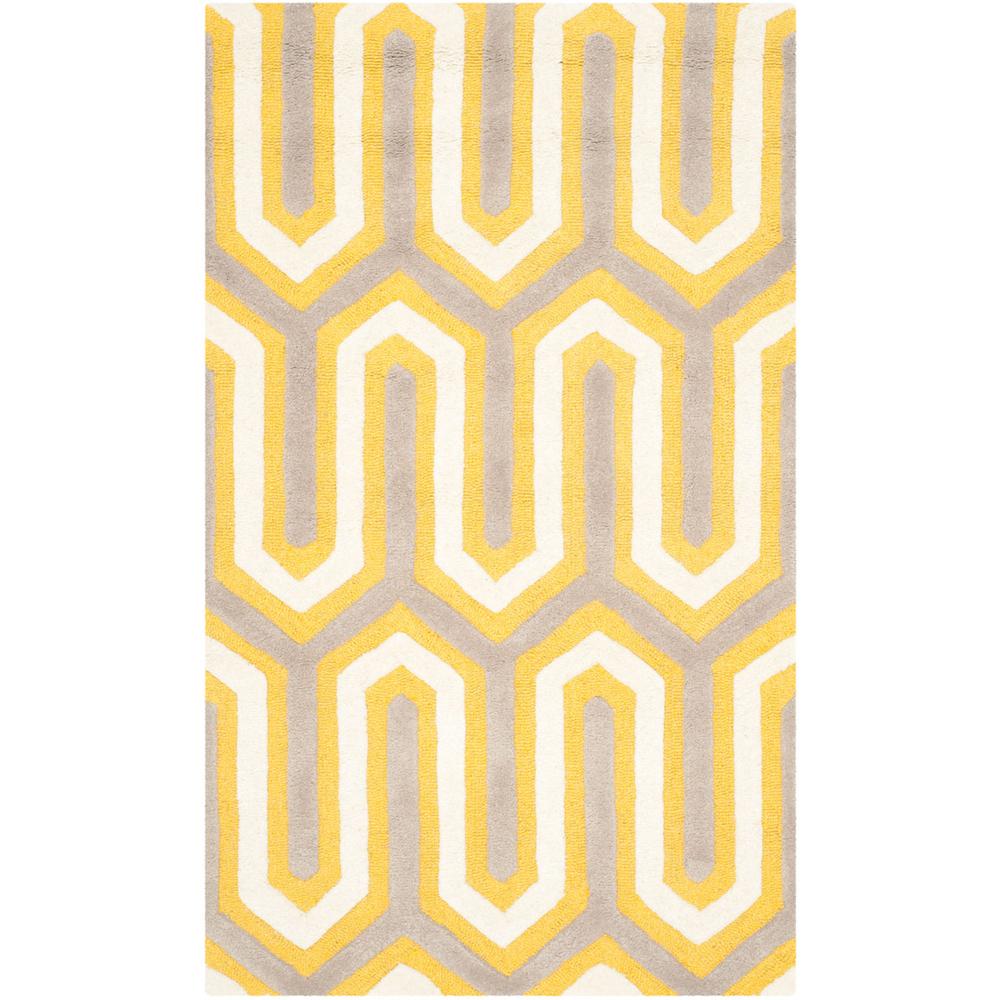 CAMBRIDGE, GOLD / GREY, 3' X 5', Area Rug. Picture 1