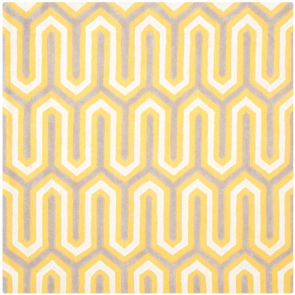 CAMBRIDGE, GOLD / GREY, 6' X 6' Square, Area Rug. Picture 1
