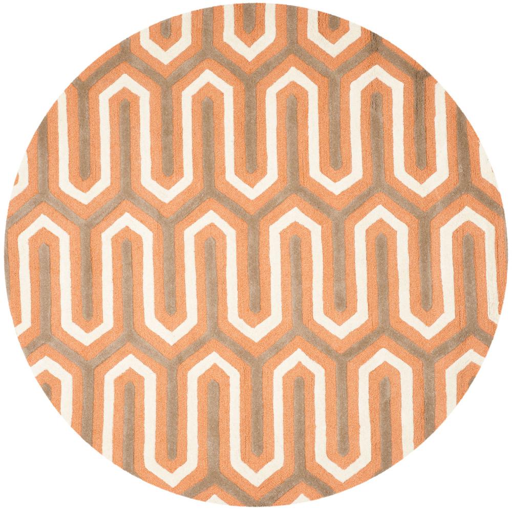 CAMBRIDGE, ORANGE / GREY, 6' X 6' Round, Area Rug. Picture 1