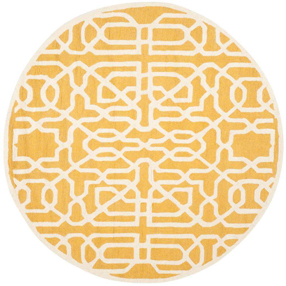 CAMBRIDGE, GOLD / IVORY, 6' X 6' Round, Area Rug, CAM570Q-6R. Picture 1