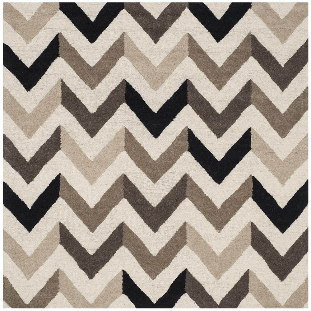CAMBRIDGE, IVORY / BLACK, 6' X 6' Square, Area Rug, CAM580C-6SQ. Picture 1