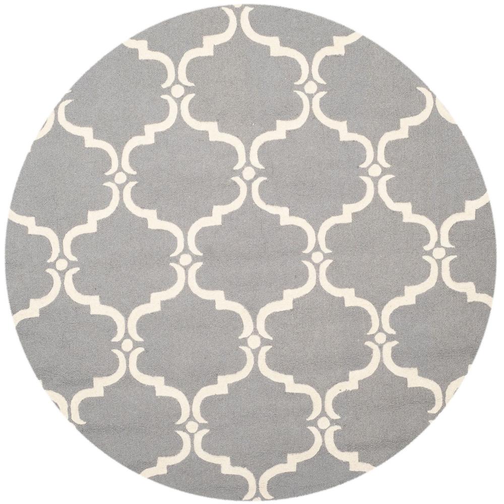 CAMBRIDGE, DARK GREY / IVORY, 6' X 6' Round, Area Rug, CAM703D-6R. Picture 1
