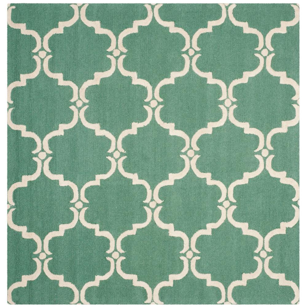CAMBRIDGE, TEAL / IVORY, 6' X 6' Square, Area Rug, CAM703T-6SQ. Picture 1