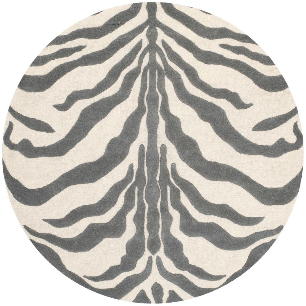 CAMBRIDGE, IVORY / DARK GREY, 6' X 6' Round, Area Rug. Picture 1