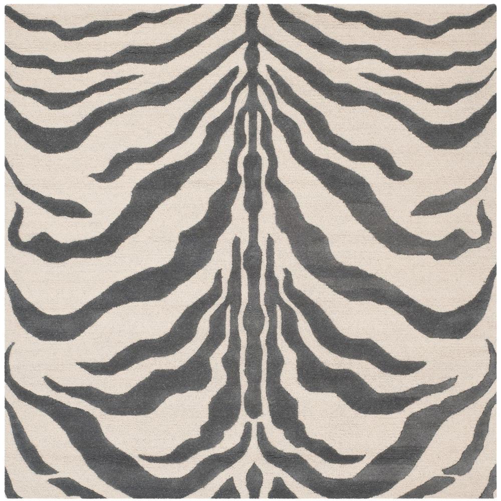 CAMBRIDGE, IVORY / DARK GREY, 6' X 6' Square, Area Rug. Picture 1