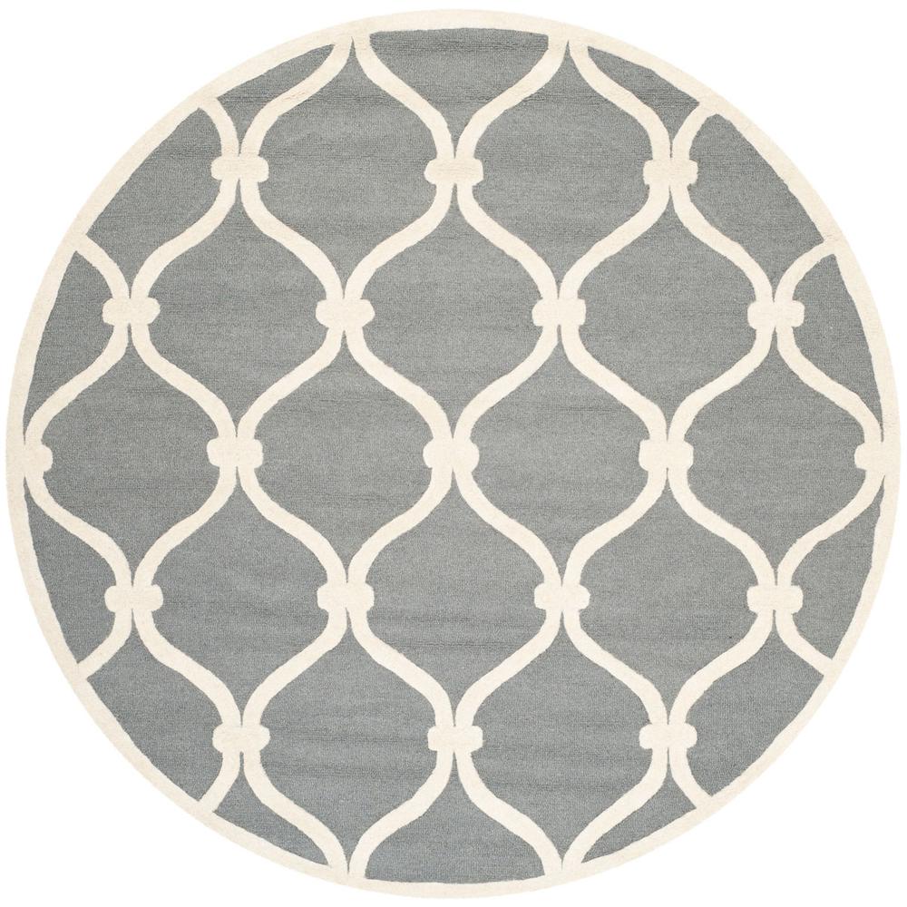 CAMBRIDGE, DARK GREY / IVORY, 6' X 6' Round, Area Rug, CAM710D-6R. Picture 1