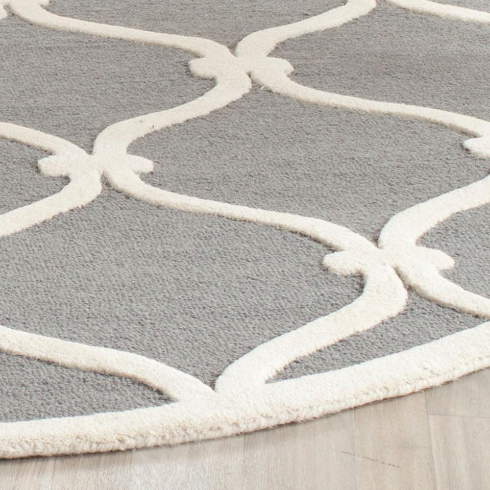 CAMBRIDGE, DARK GREY / IVORY, 8' X 8' Round, Area Rug, CAM710D-8R. Picture 1
