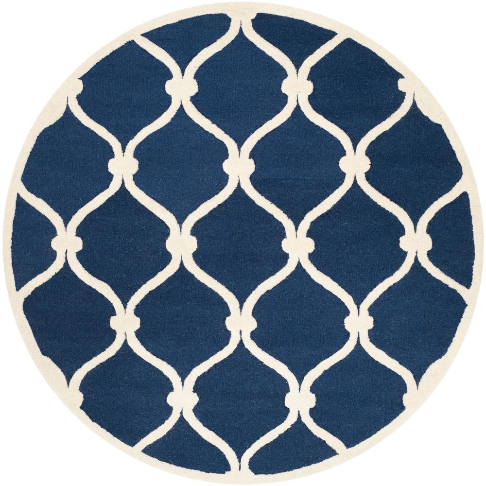 CAMBRIDGE, NAVY / IVORY, 6' X 6' Round, Area Rug, CAM710M-6R. Picture 1