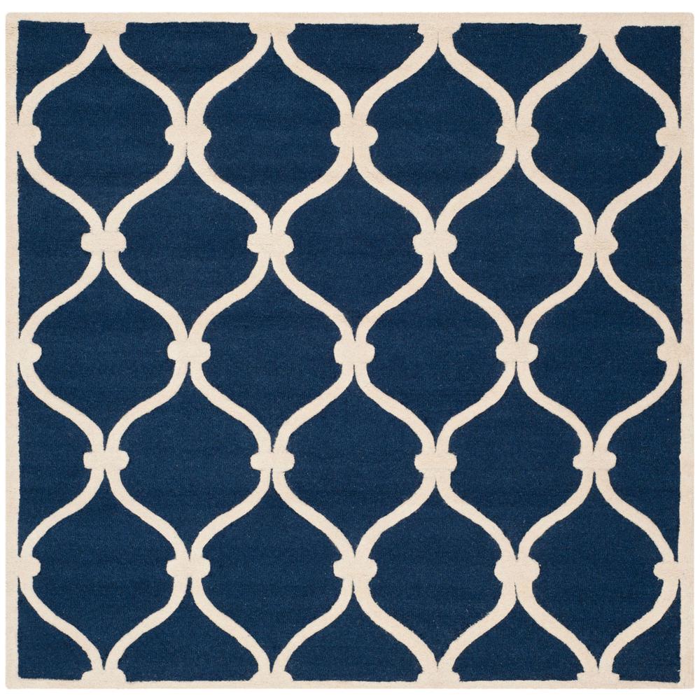 CAMBRIDGE, NAVY / IVORY, 6' X 6' Square, Area Rug, CAM710M-6SQ. Picture 1