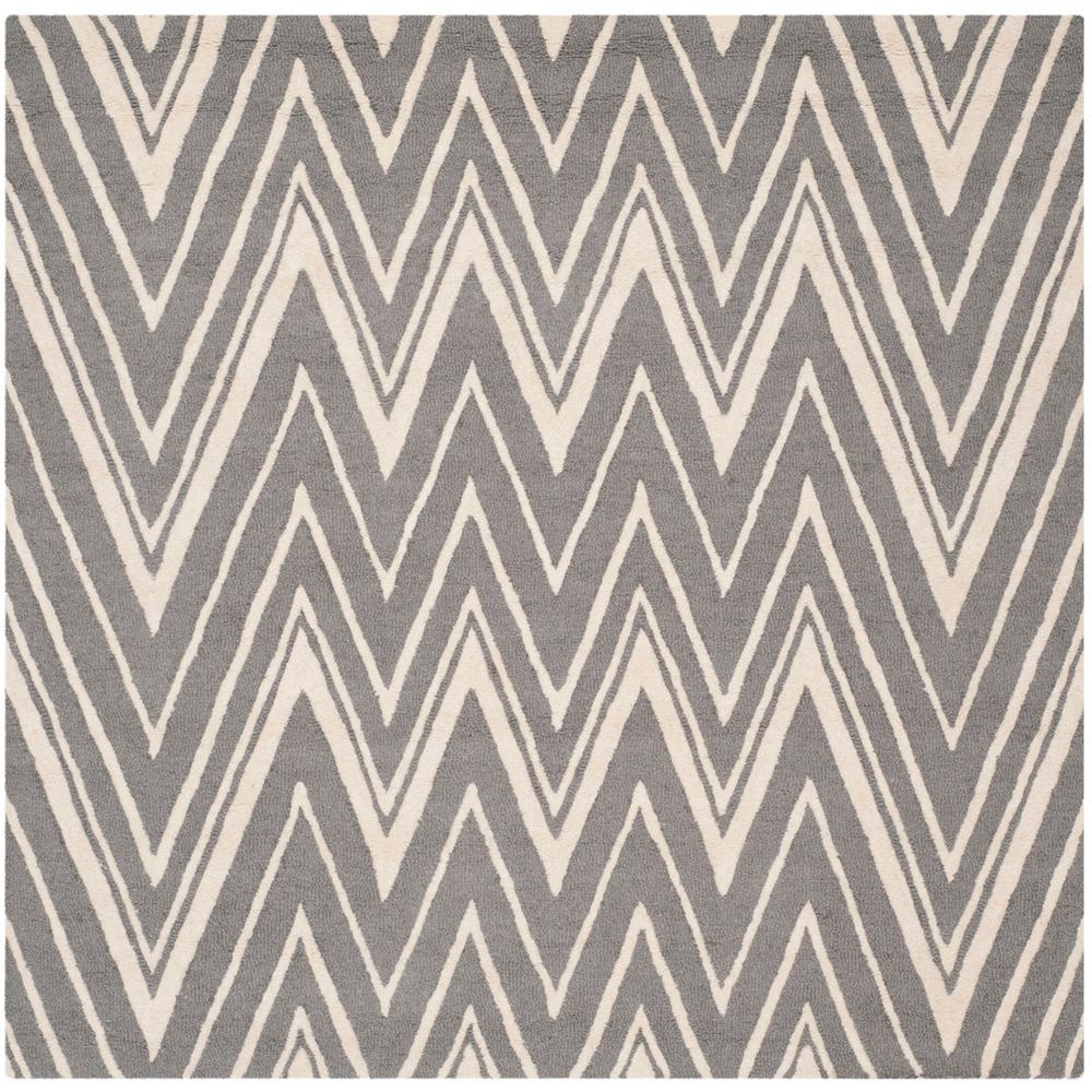 CAMBRIDGE, DARK GREY / IVORY, 4' X 4' Square, Area Rug, CAM711D-4SQ. Picture 1