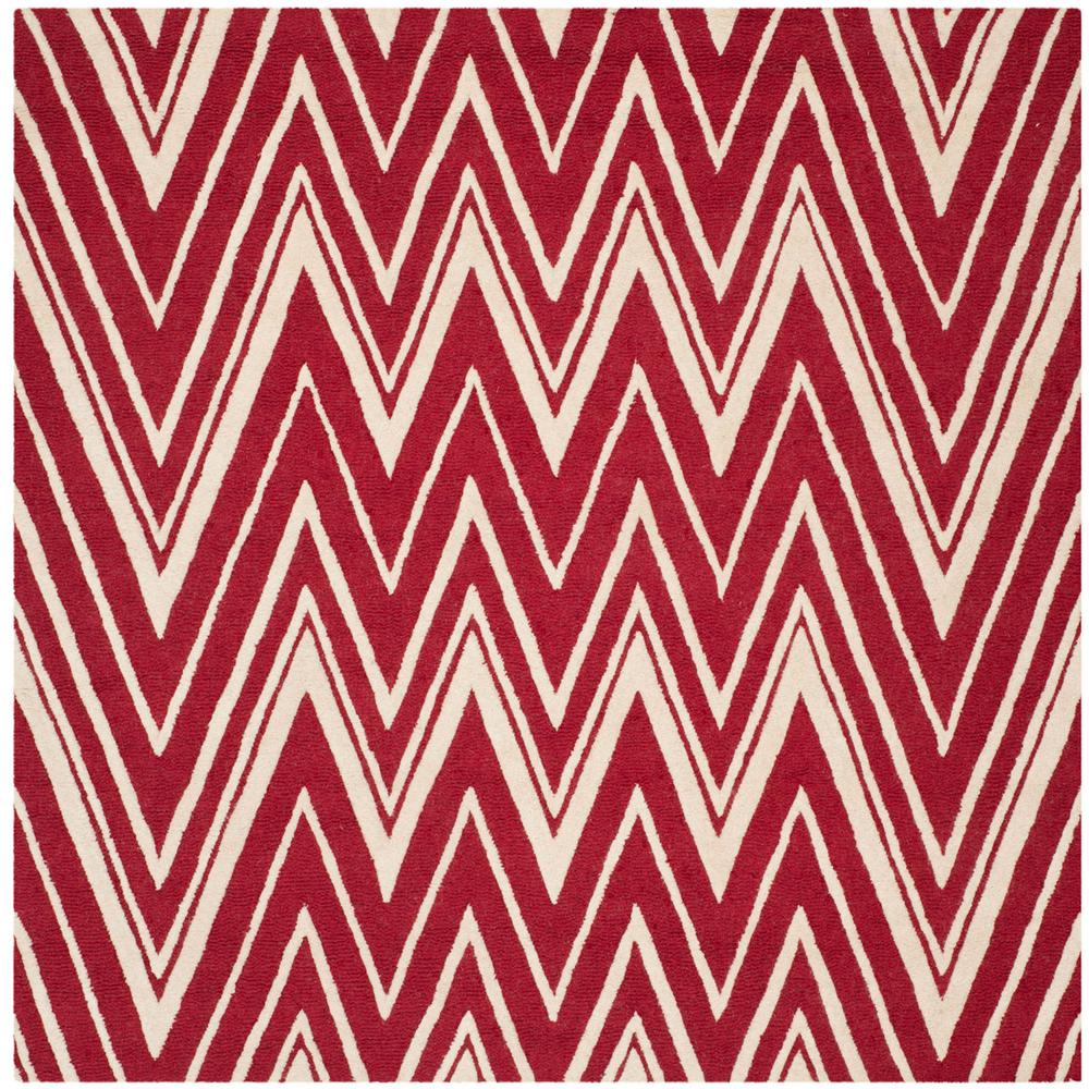 CAMBRIDGE, RED / IVORY, 6' X 6' Square, Area Rug. Picture 1