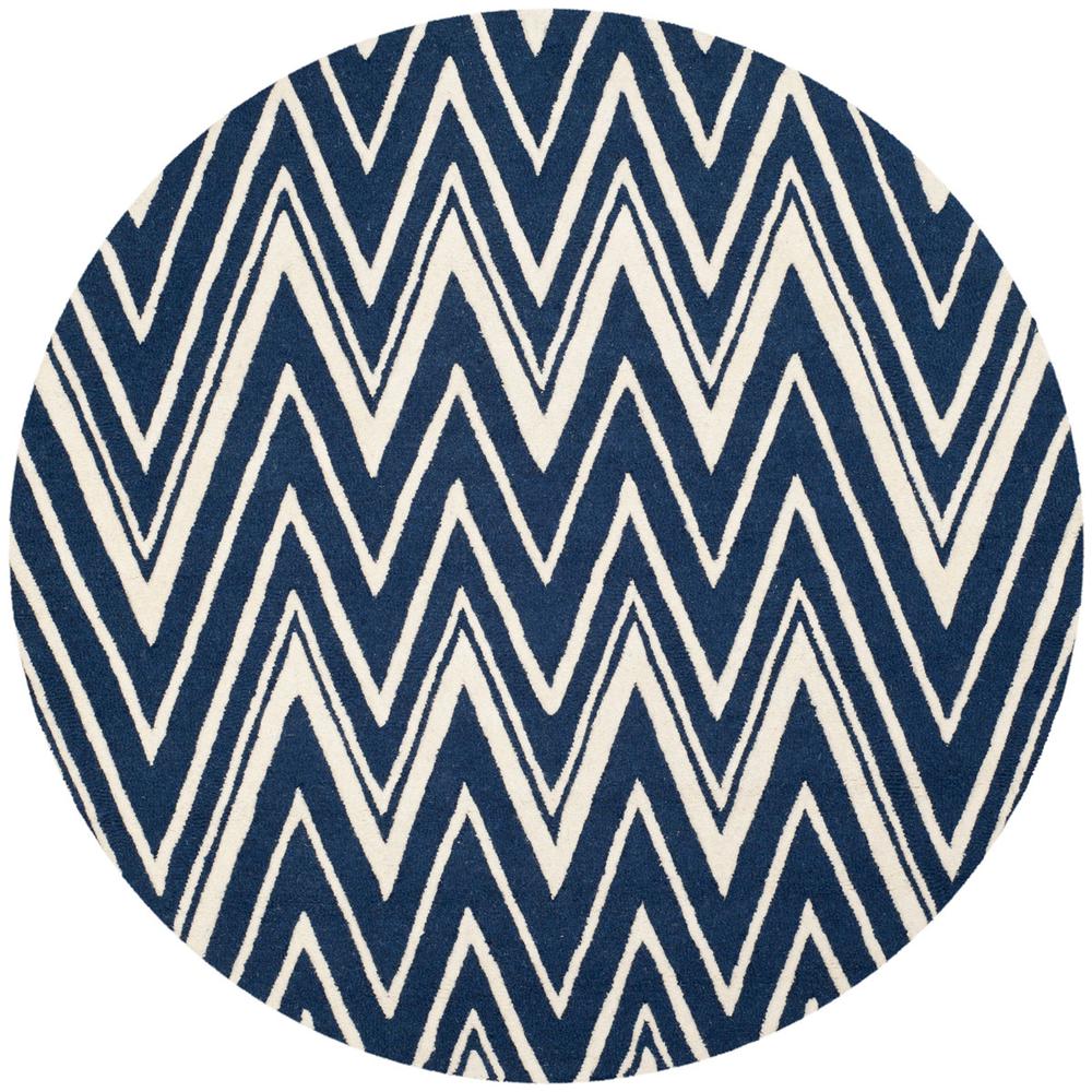 CAMBRIDGE, NAVY / IVORY, 6' X 6' Round, Area Rug, CAM711M-6R. Picture 1