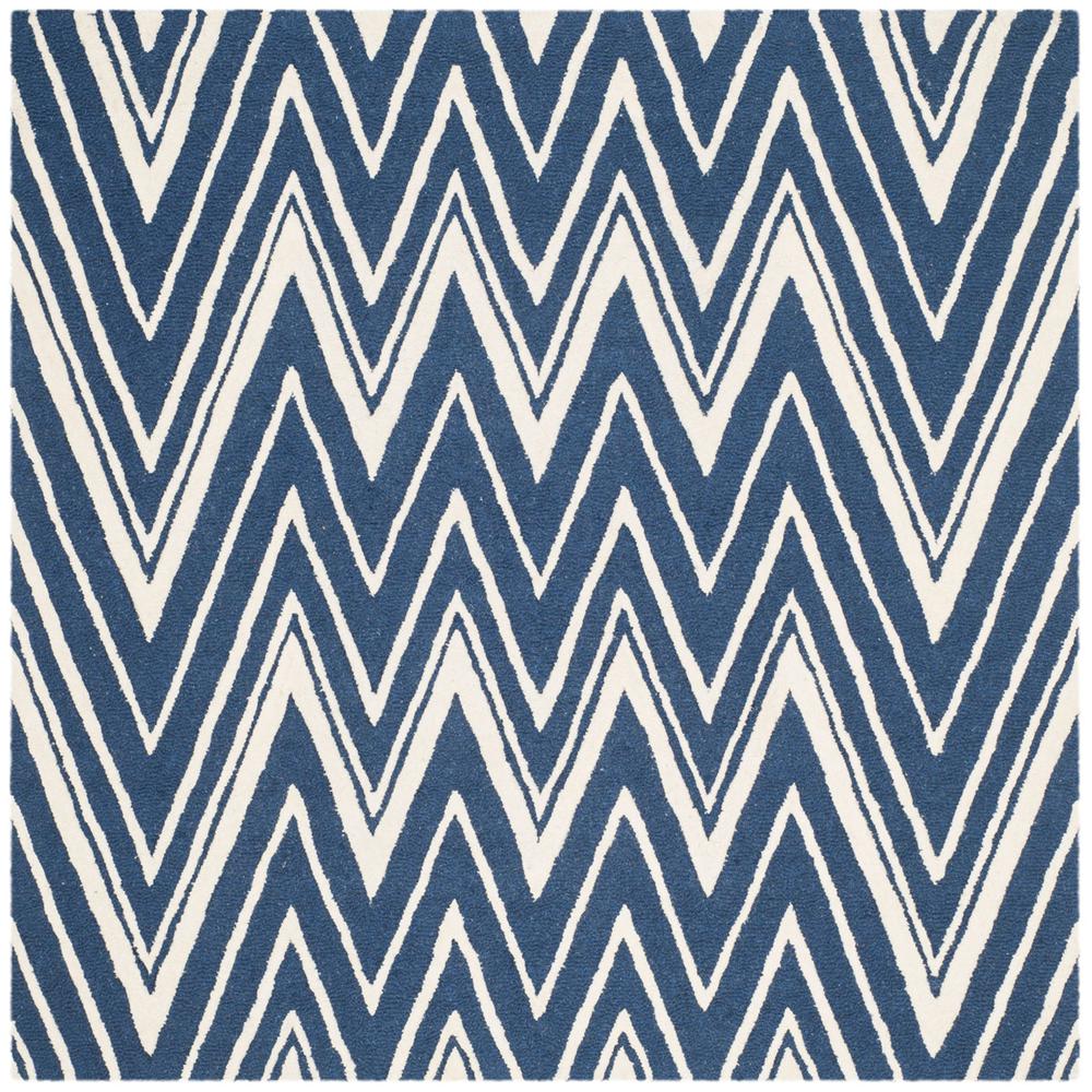 CAMBRIDGE, NAVY / IVORY, 6' X 6' Square, Area Rug, CAM711M-6SQ. Picture 1