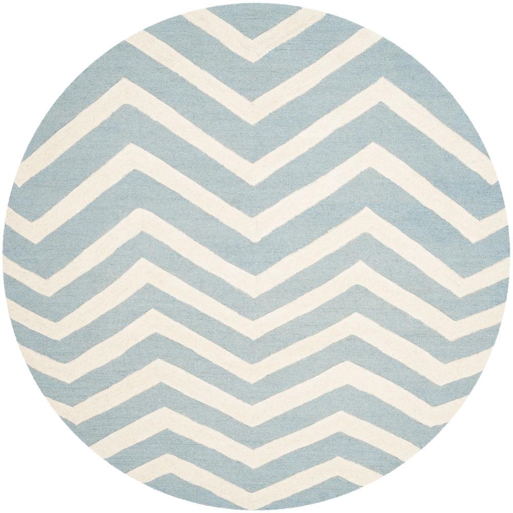 CAMBRIDGE, BLUE / IVORY, 6' X 6' Round, Area Rug, CAM714B-6R. Picture 1