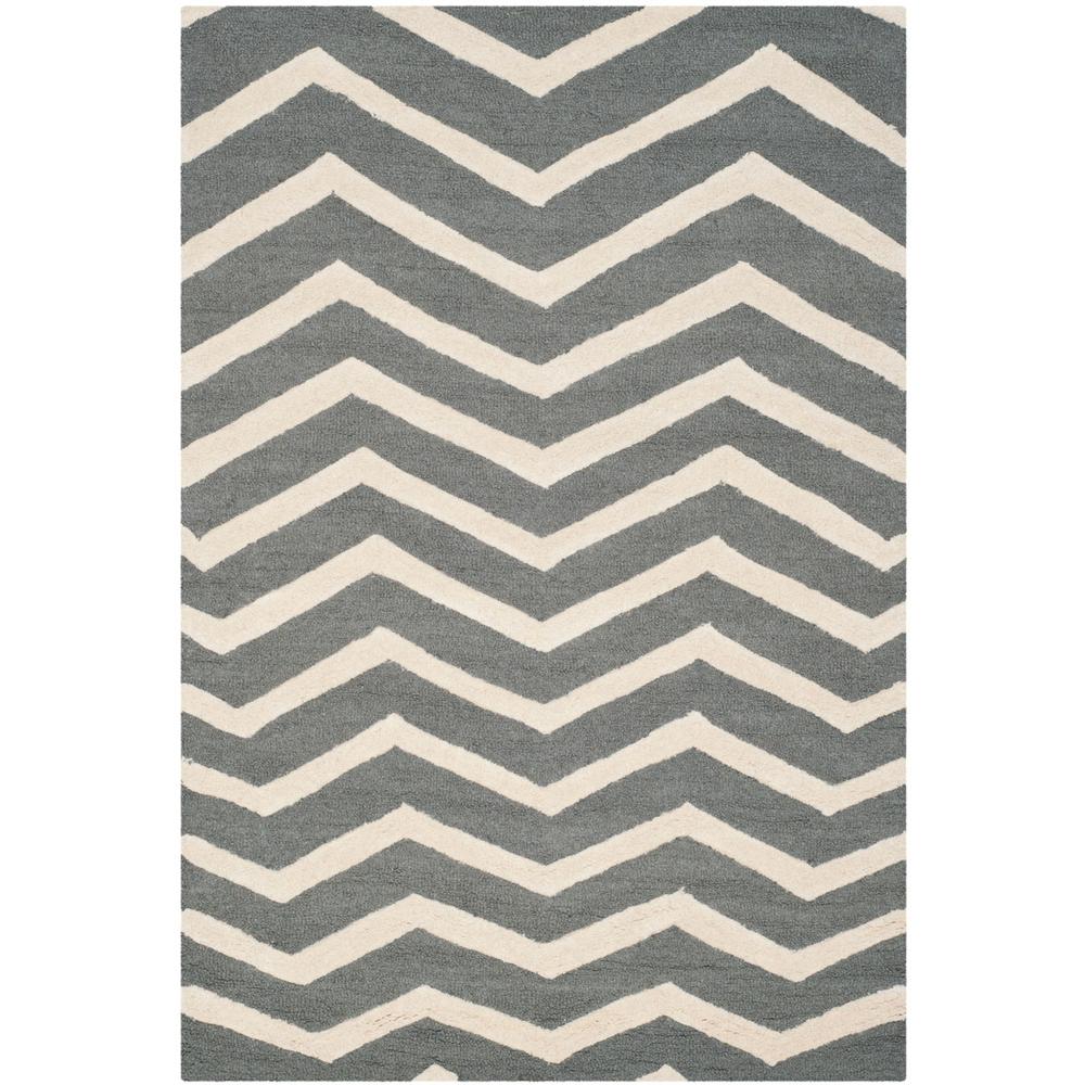 CAMBRIDGE, DARK GREY / IVORY, 4' X 6', Area Rug, CAM714D-4. Picture 1