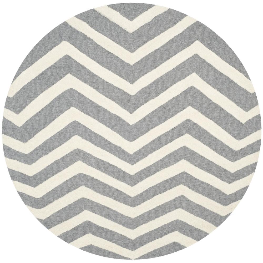 CAMBRIDGE, DARK GREY / IVORY, 6' X 6' Round, Area Rug, CAM714D-6R. Picture 1