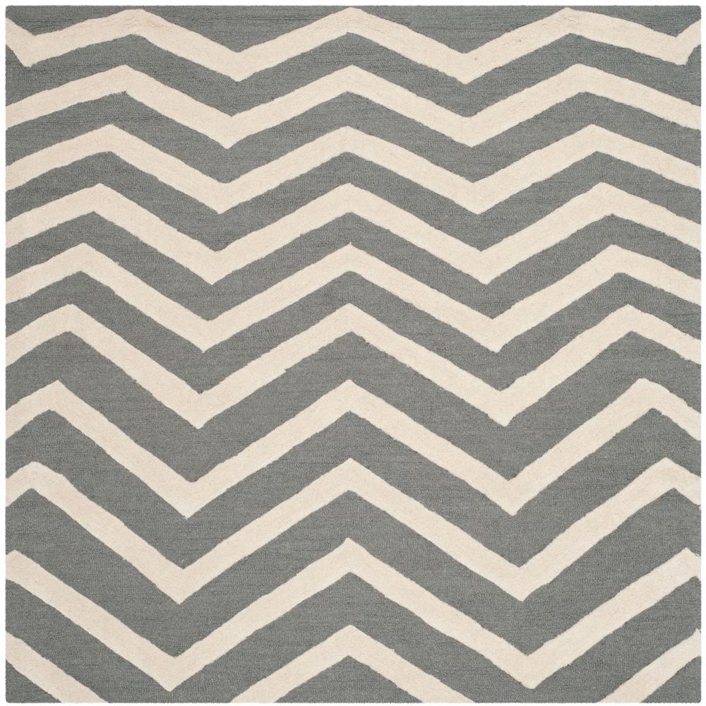 CAMBRIDGE, DARK GREY / IVORY, 6' X 6' Square, Area Rug, CAM714D-6SQ. Picture 1