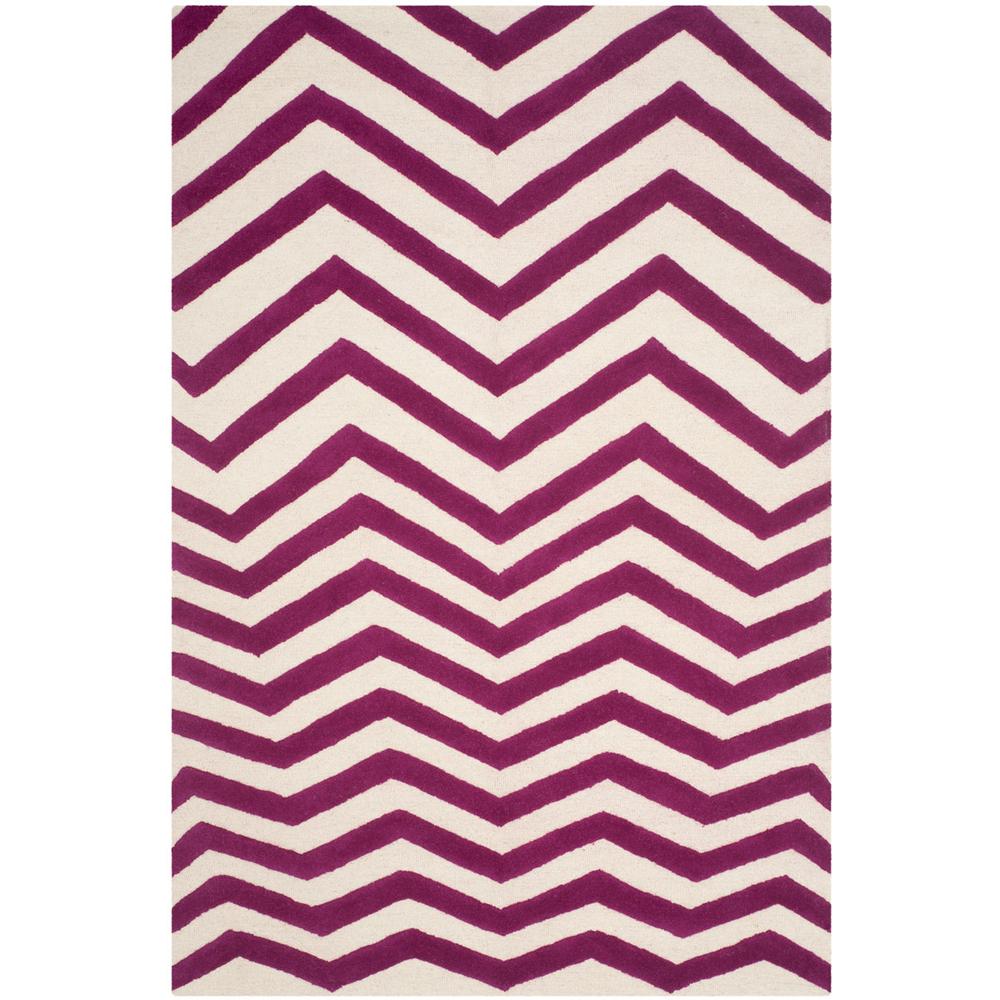 CAMBRIDGE, IVORY / FUCHSIA, 6' X 9', Area Rug. Picture 1