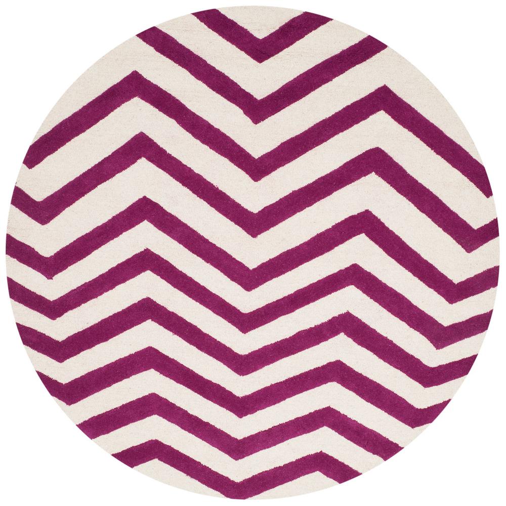 CAMBRIDGE, IVORY / FUCHSIA, 6' X 6' Round, Area Rug, CAM714F-6R. Picture 1