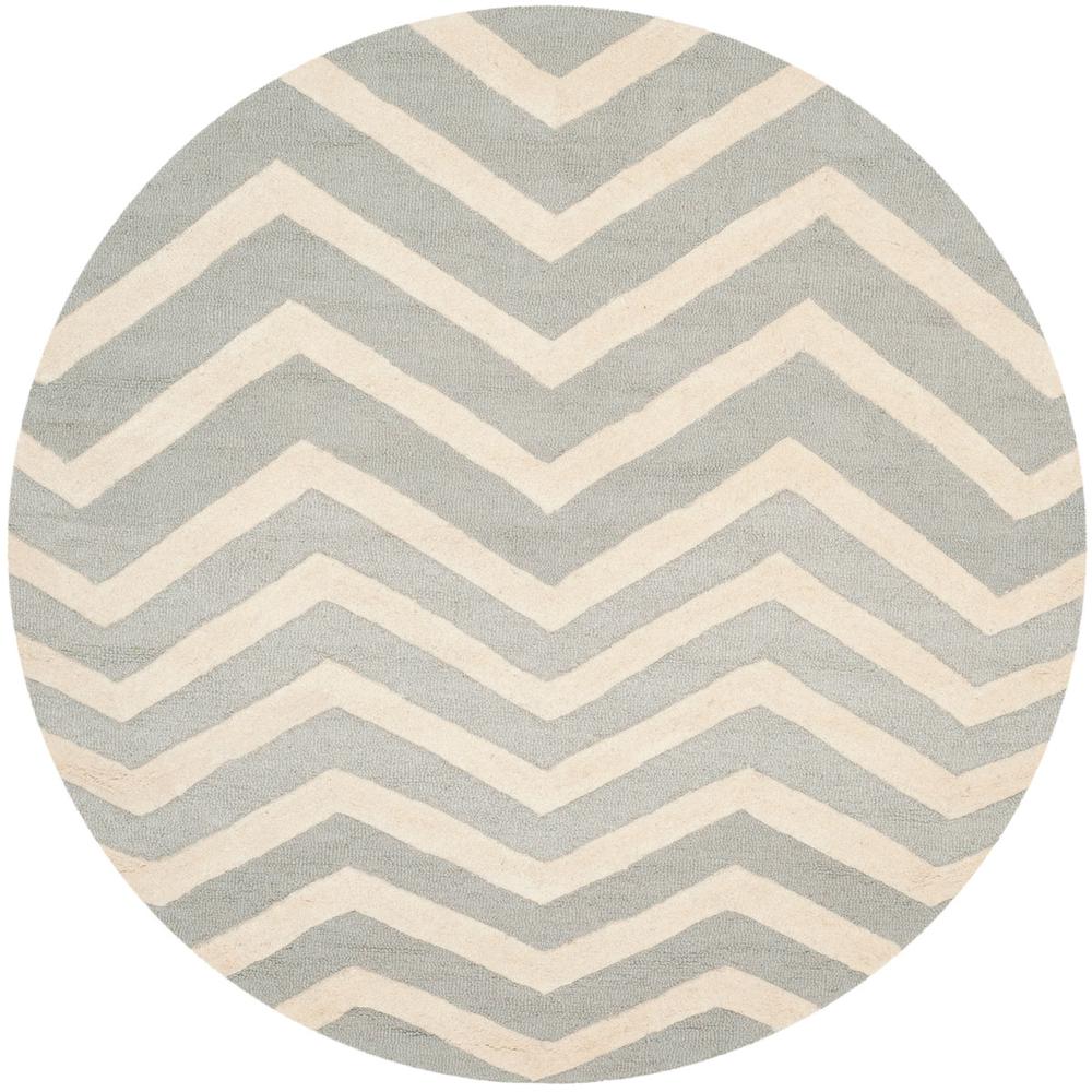 CAMBRIDGE, GREY / IVORY, 6' X 6' Round, Area Rug, CAM714G-6R. Picture 1