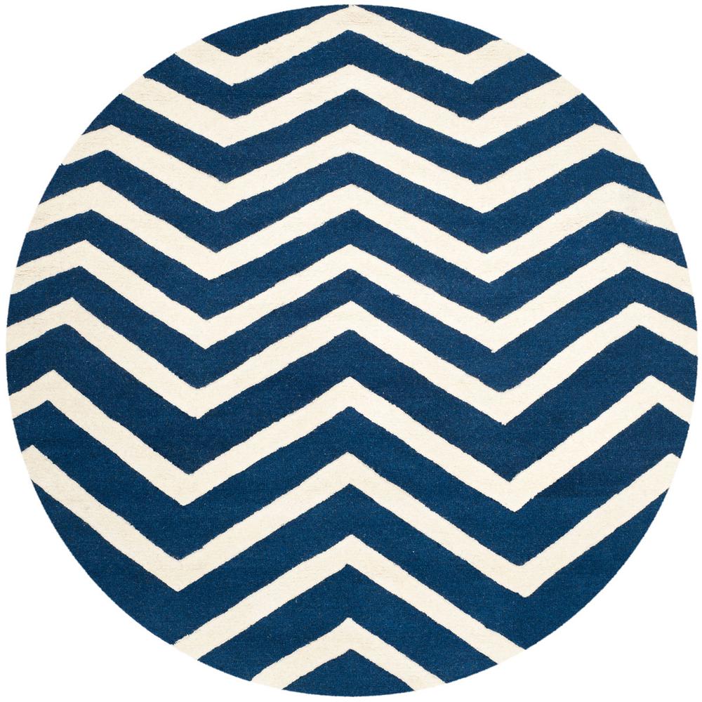 CAMBRIDGE, NAVY / IVORY, 6' X 6' Round, Area Rug, CAM714M-6R. Picture 1