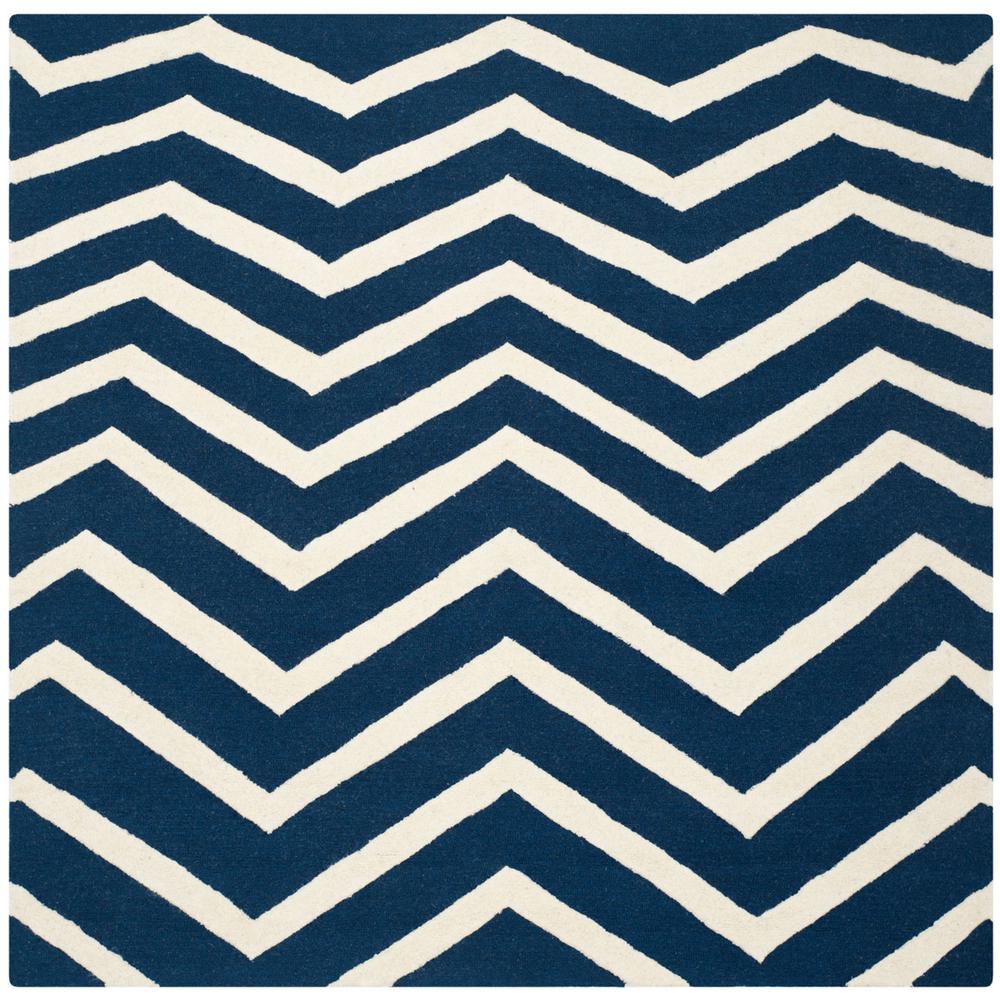 CAMBRIDGE, NAVY / IVORY, 6' X 6' Square, Area Rug, CAM714M-6SQ. Picture 1