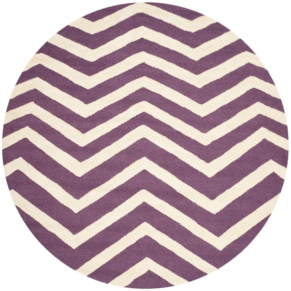 CAMBRIDGE, PURPLE / IVORY, 6' X 6' Round, Area Rug, CAM714P-6R. Picture 1