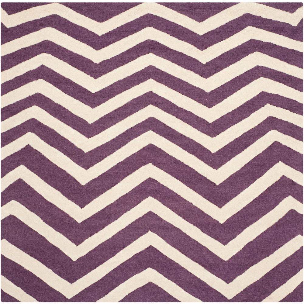CAMBRIDGE, PURPLE / IVORY, 6' X 6' Square, Area Rug, CAM714P-6SQ. Picture 1