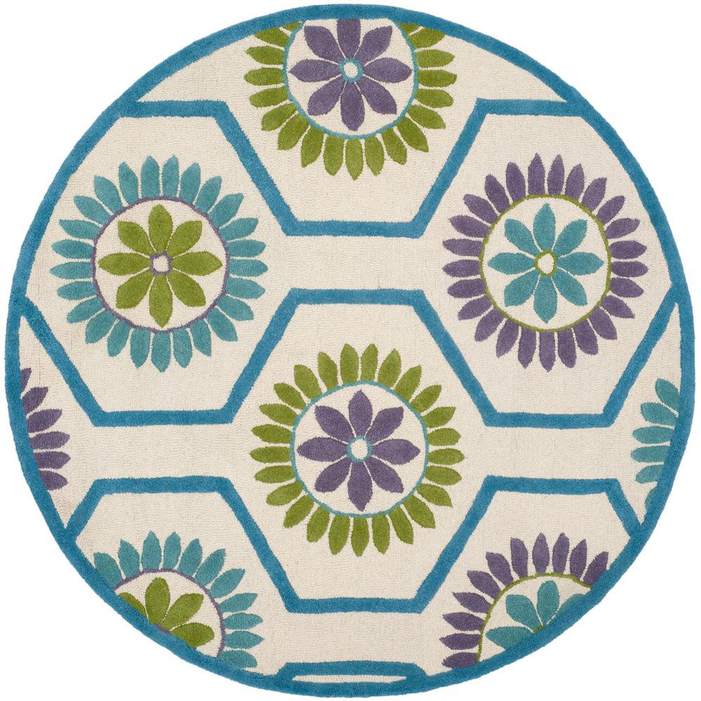 CAMBRIDGE, IVORY / BLUE, 6' X 6' Round, Area Rug. Picture 1