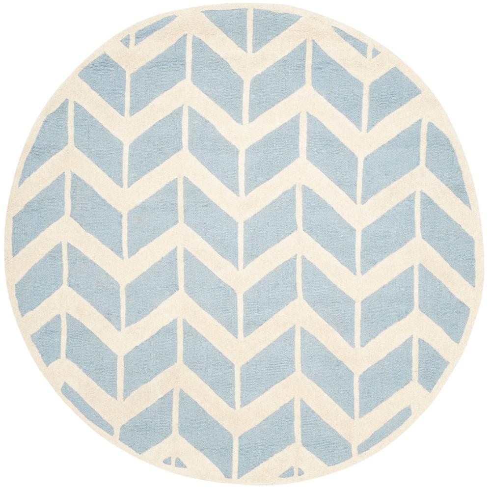 CAMBRIDGE, BLUE / IVORY, 6' X 6' Round, Area Rug, CAM718B-6R. Picture 1
