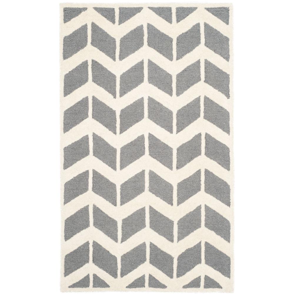 CAMBRIDGE, DARK GREY / IVORY, 3' X 5', Area Rug, CAM718D-3. Picture 1