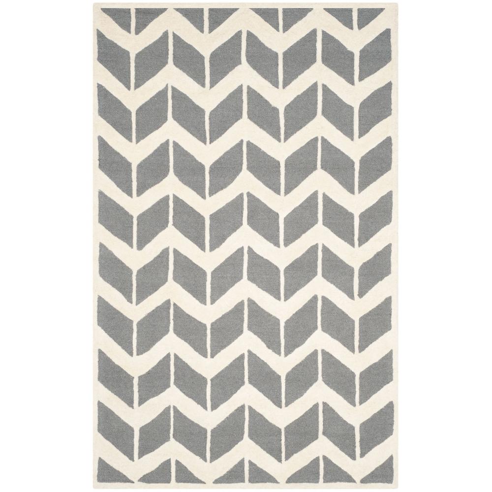 CAMBRIDGE, DARK GREY / IVORY, 5' X 8', Area Rug, CAM718D-5. Picture 1