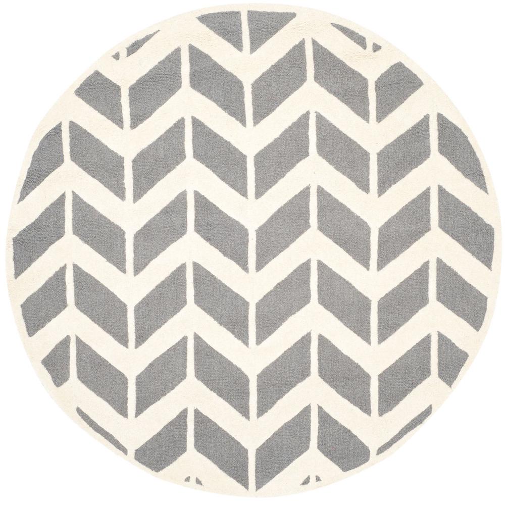 CAMBRIDGE, DARK GREY / IVORY, 6' X 6' Round, Area Rug, CAM718D-6R. Picture 1